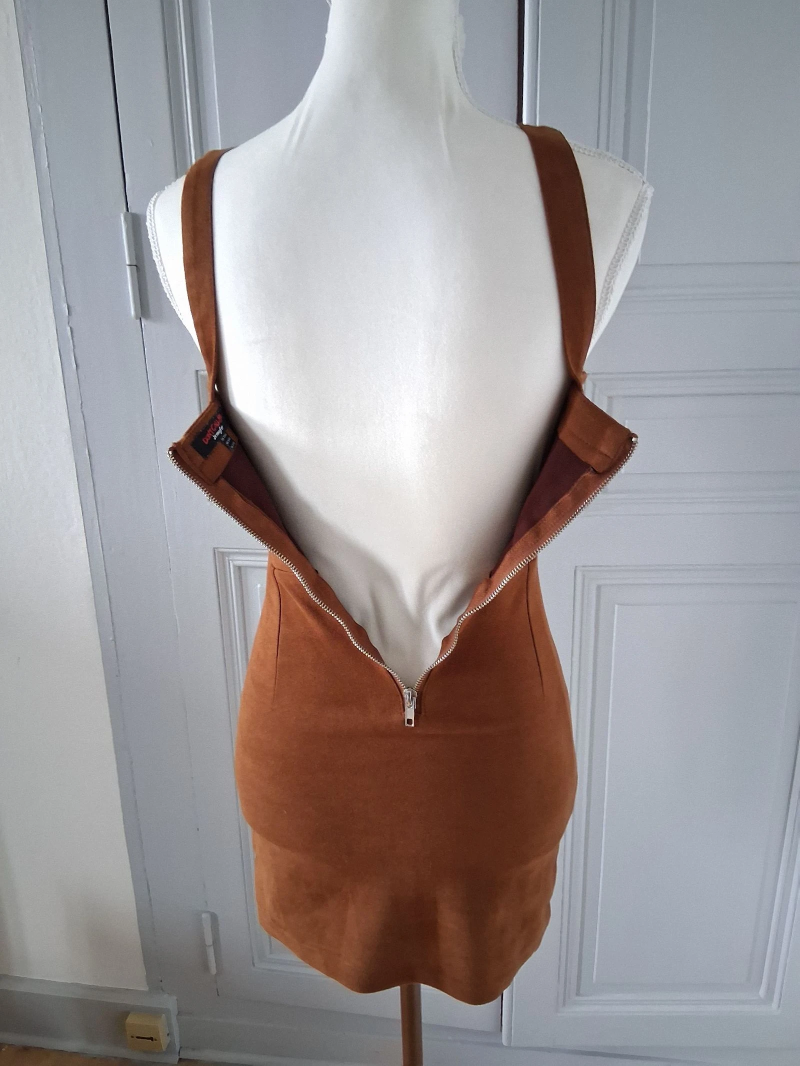 Vestido tipo chasuble en ante marrón - Jennyfer - XXS – photo 5